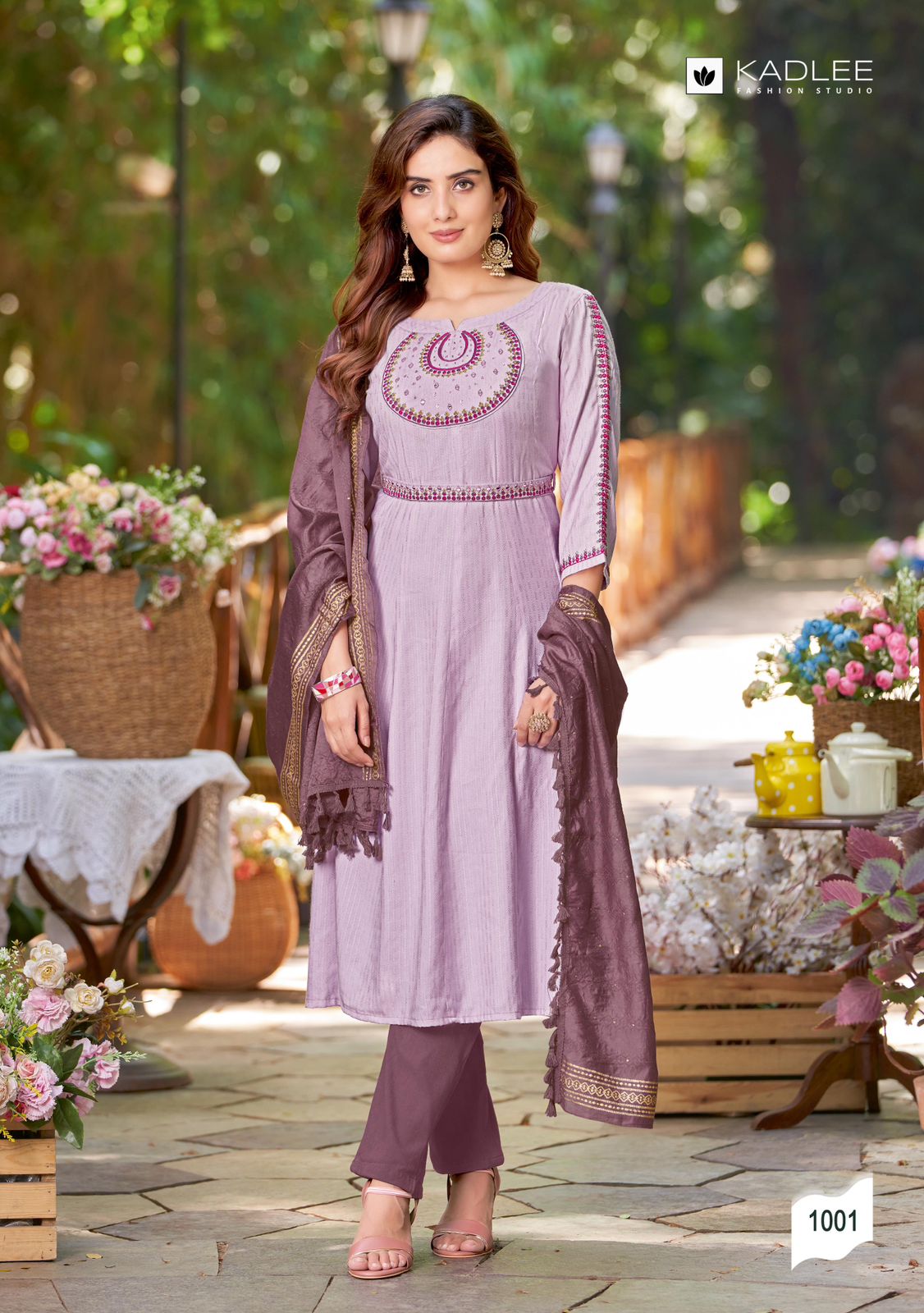 Madhuvan By Kadlee Rayon Weaving Embroidery Kurti With Bottom Dupatta Wholesalers In Delhi